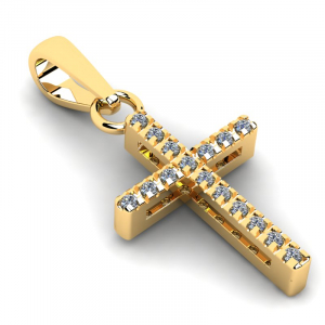 Krzyżyk złoty z cyrkoniami komunia chrzest
