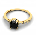 Złoty pierścionek z czarną cyrkonią 14kr