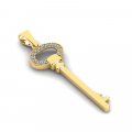 Wisiorek złoty klucz z cyrkoniami 