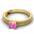 Pierścionek złoty z różową cyrkonią 5mm