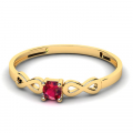 0,08ct ruby ring in 14k yellow gold with infinity symbol