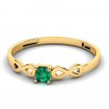 0,08ct emerald ring in 14k yellow gold with infinity symbol