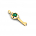 Wisiorek złoty klucz z zieloną cyrkonią 14kr