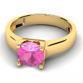 Klasyczny pierścionek złoty z różową cyrkonią 7mm