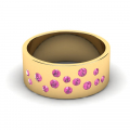 Obrączka złota z różowymi cyrkoniami grawer 