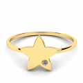 Pierścionek złoty gwiazda z błyszczącą cyrkonią 
