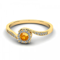 Pierścionek złoty zaręczynowy cyrkonia pomarańcz