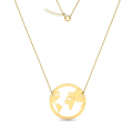 Naszyjnik złoty kółko mapa świata