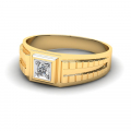 14k gold signet ring with diamond 0,08ct