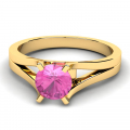 Klasyczny pierścionek złoty z różową cyrkonią