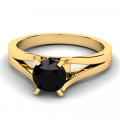 Klasyczny pierścionek złoty z czarną cyrkonią 14kr
