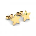 Kolczyki złote gwiazdeczki zielona cyrkonia grawer