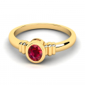 Klasyczny pierścionek złoty z czerwoną cyrkonią 
