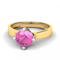 Klasyczny pierścionek złoty z różową cyrkonią 14kr