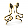 Kolczyki złote nausznice węże czarne cyrkonie 14kr