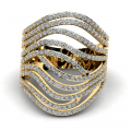 Szeroki pierścionek złoty z mnóstwem cyrkonii 14kr