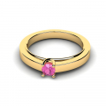 Klasyczny pierścionek złoty różowa cyrkonia 14kr
