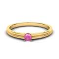 Klasyczny pierścionek złoty różowa cyrkonia 3mm 
