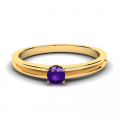 Klasyczny pierścionek złoty fioletowa cyrkonia 4mm 