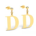 Kolczyki złote duże litery D mono grawer