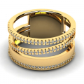 Pierścionek złoty szeroki z brylantami