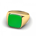 Sygnet złoty z Agatem zielonym grawer 12mm