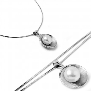 Naszyjnik srebrny klasyczna miseczka z perłą