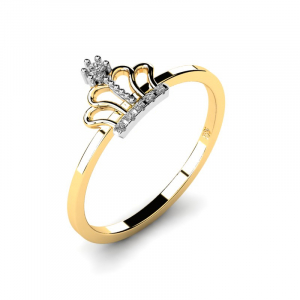 Pierścionek złoty korona z cyrkoniami na zaręczyny