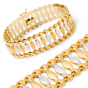 14k two-toned gold cleopatra bracelet 