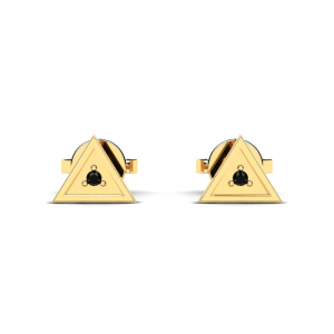 Kolczyki złote trójkąty z czarnymi brylantami