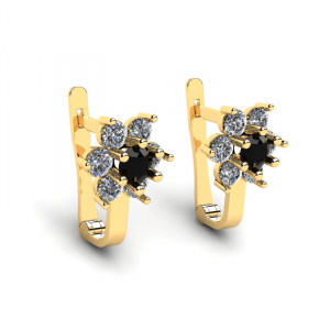 Sparkling gold earrings cute flowers