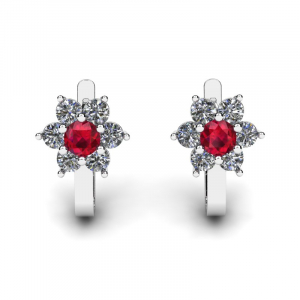 Yellow gold star earrings with rubies (1)