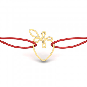 8k yellow gold cord bracelet with strawberry 