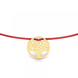 8k yellow gold cord bracelet with the tree of life