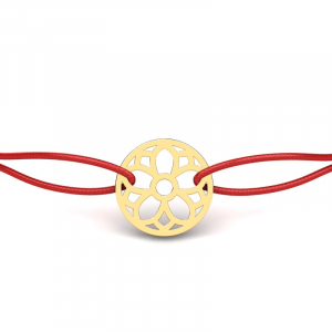 8k gold cord bracelet with circle in openwork
