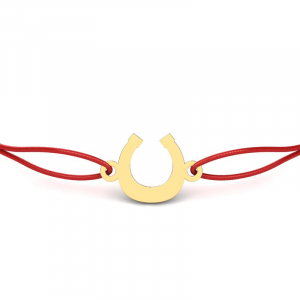 8k yellow gold cord bracelet with horseshoe