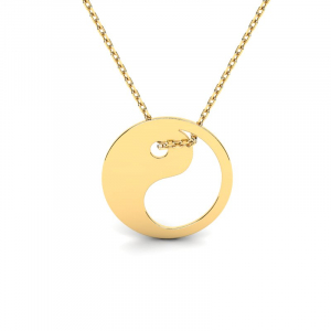 Naszyjnik złoty yin yang w kółeczku grawer