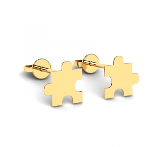 Kolczyki złote błyszczące puzzle