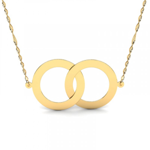 Yellow gold necklace with two rings