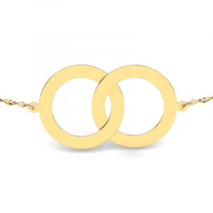 Yellow gold necklace with two rings (1)