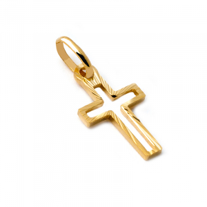 Gold diamond cut cross for christening