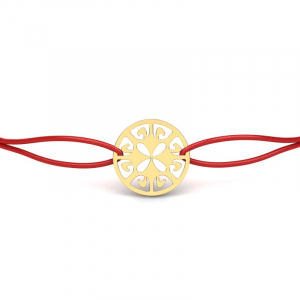 8k yellow gold cord bracelet with circle in openwork