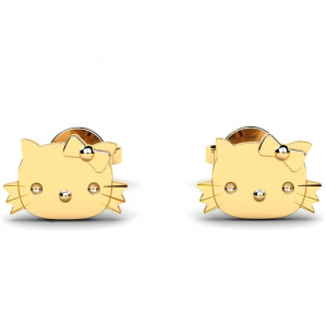Kolczyki złote błyszczące kotki dla dziewczynki