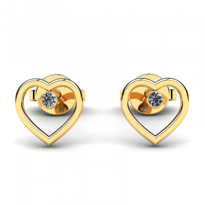 Yellow gold stud heart earrings 