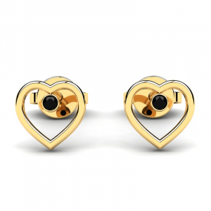 Yellow gold stud heart earrings  (1)