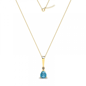 Gold necklace with 0.92ct aquamarine and diamond