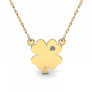 Gold necklace with engravable clover