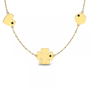 14k yellow gold necklace with three tiny charms (1)