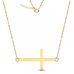 Naszyjnik złoty z dużym błyszczącym krzyżem