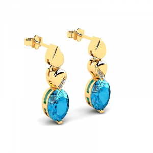 Gold earrings with 3.02ct aquamarines and diamonds